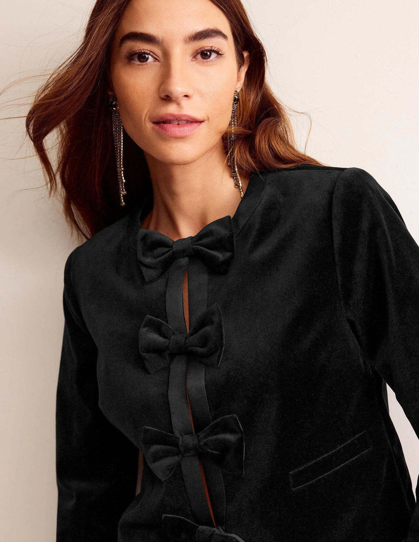 Bow-Trim Collarless Jacket | Boden (UK & IE)