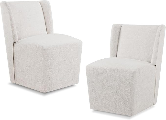 KISLOT Upholstered Dining Chairs Set of 2 with Casters, Wingback Modern Side Armless Deskchair wi... | Amazon (US)