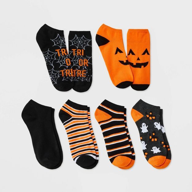 Women's "Trick or Treat" Halloween 6pk Low Cut Socks - Hyde & EEK! Boutique™ Black/Orange/Charc... | Target