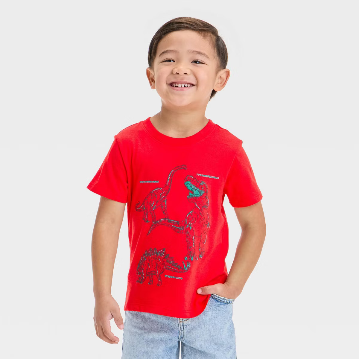 Toddler Boys' Short Sleeve Dinos Graphic T-Shirt - Cat & Jack™ Red | Target