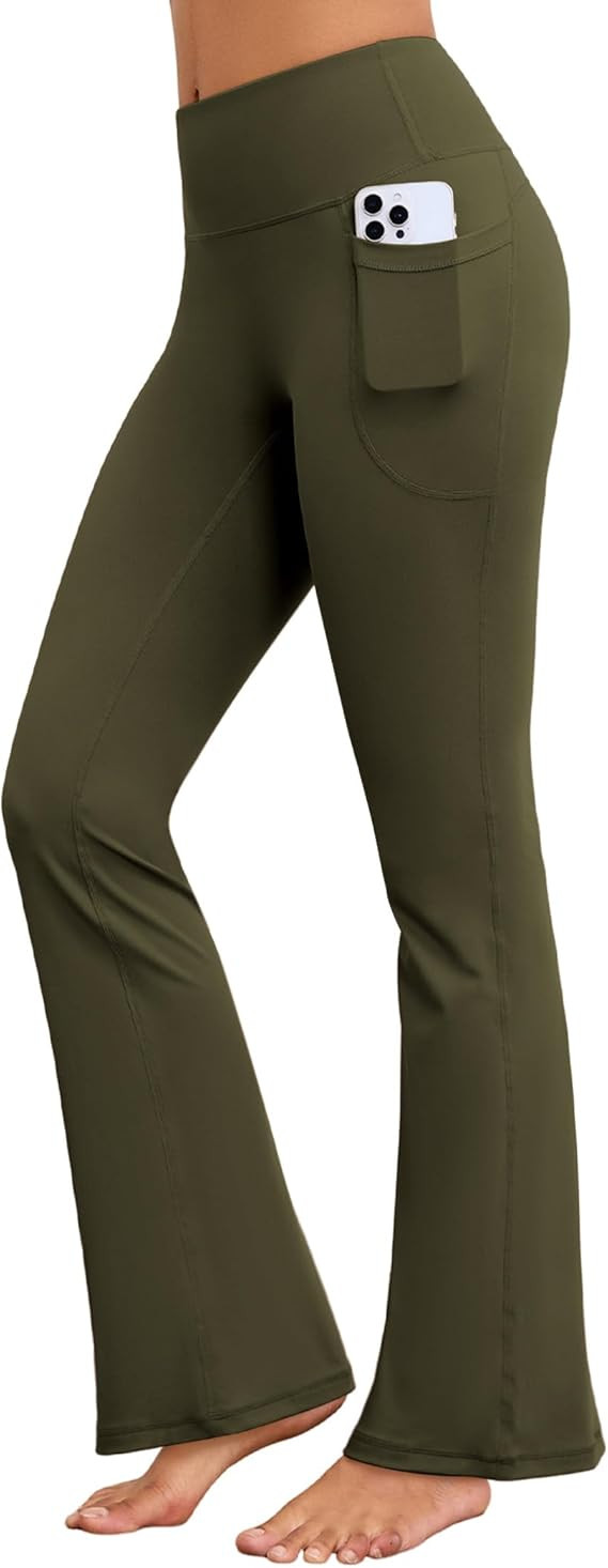 Flare Yoga Pants with Pockets for Women Wide Leg Tummy Control Flared Workout Leggings High Waist | Amazon (US)