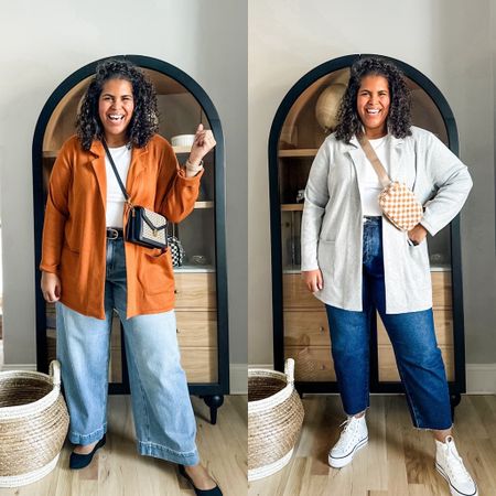 This knit blazer style cardigan is under $20 and available in plus sizes through 5x. It’s incredibly soft and easy to wear. True to size in all the pieces I’m wearing here (I’m in a 2x or 20 in everything shown).

#LTKstyletip #LTKplussize #LTKfindsunder50