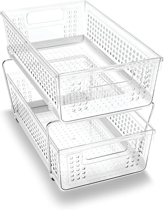 madesmart 2 Tier Organizer, Multi-Purpose Slide-Out Storage Baskets with Handles, Pack of 1, Plas... | Amazon (US)