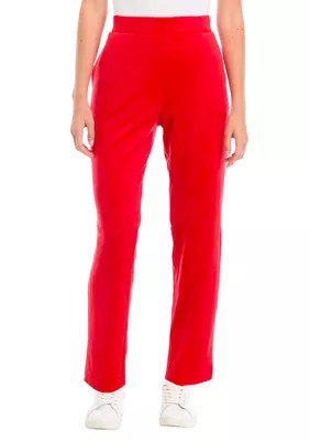 Kim Rogers Women's Velour Straight Pants, Red, Medium | Belk