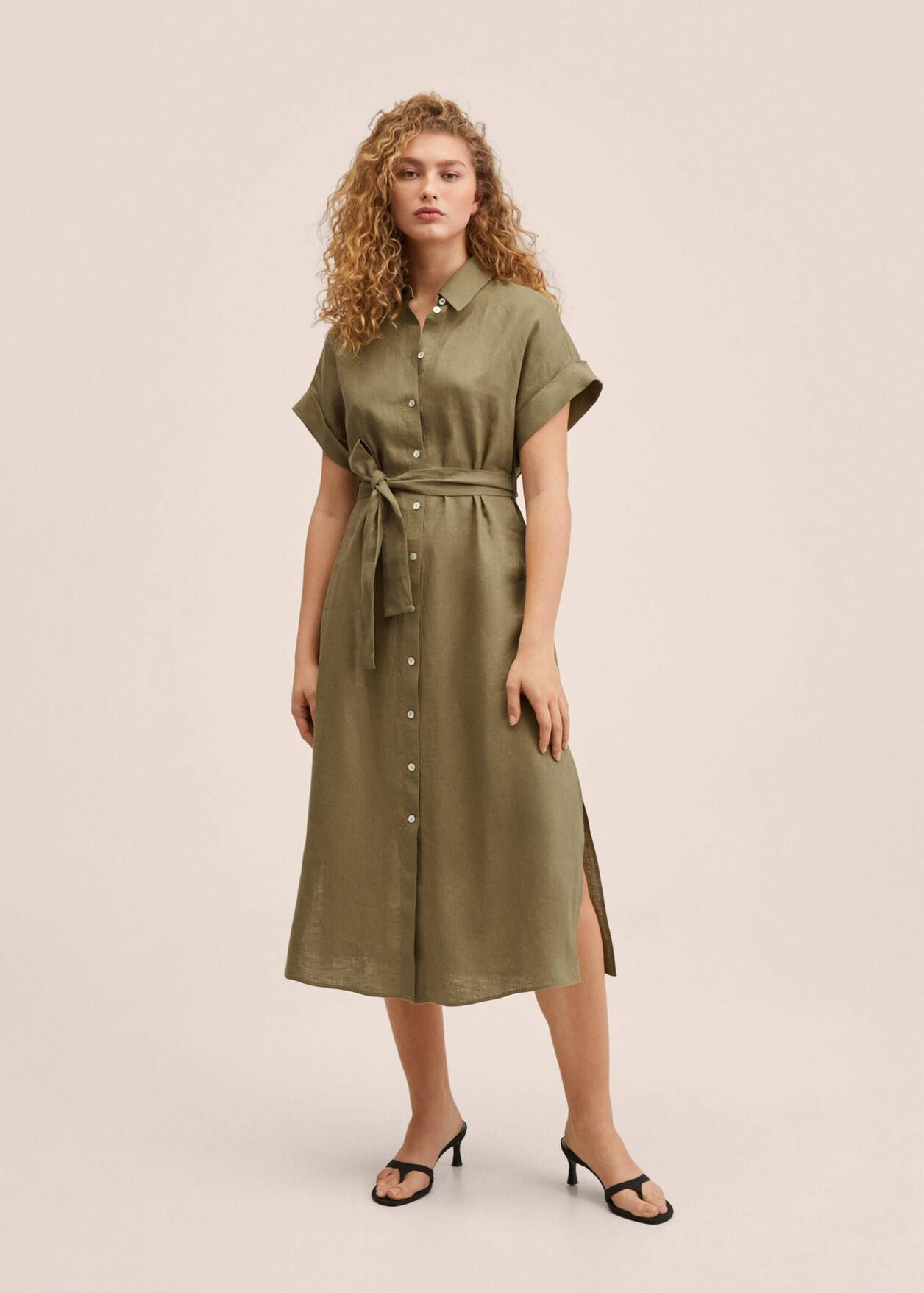 100% linen shirty dress | MANGO (US)
