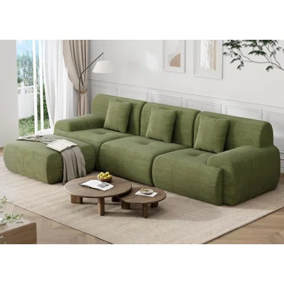 L-Shaped Modular Cloud Couch – Boneless Sectional Sofa with Chaise, Corduroy Fabric, No Assembly – for Living Room, Apartment | Wayfair North America