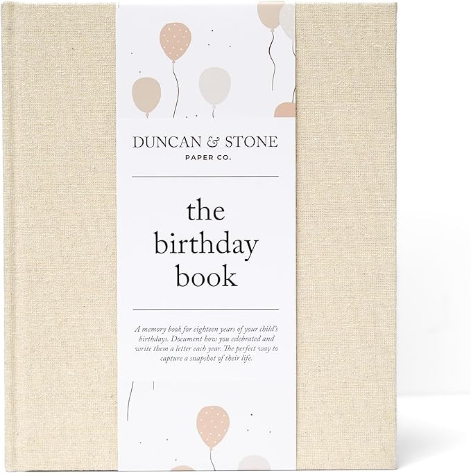 DUNCAN & STONE PAPER CO. Birthday Memory Book (80 Pages) – Birthday Guest Book w/Gold Foil Line... | Amazon (US)
