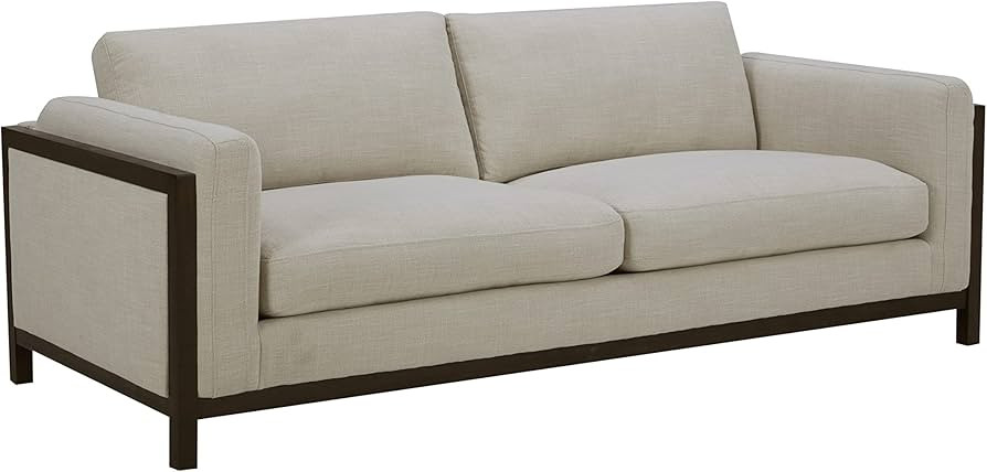 Amazon Brand – Stone & Beam Chesler Contemporary Sofa Couch with Wood Trim, 88"W, Cream | Amazon (US)