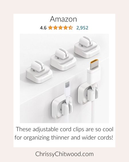 These adjustable cord clips are so cool
for organizing thinner and wider cords! 
 
Amazon finds, home find, organization, organize

#LTKfindsunder50 #LTKfamily #LTKhome