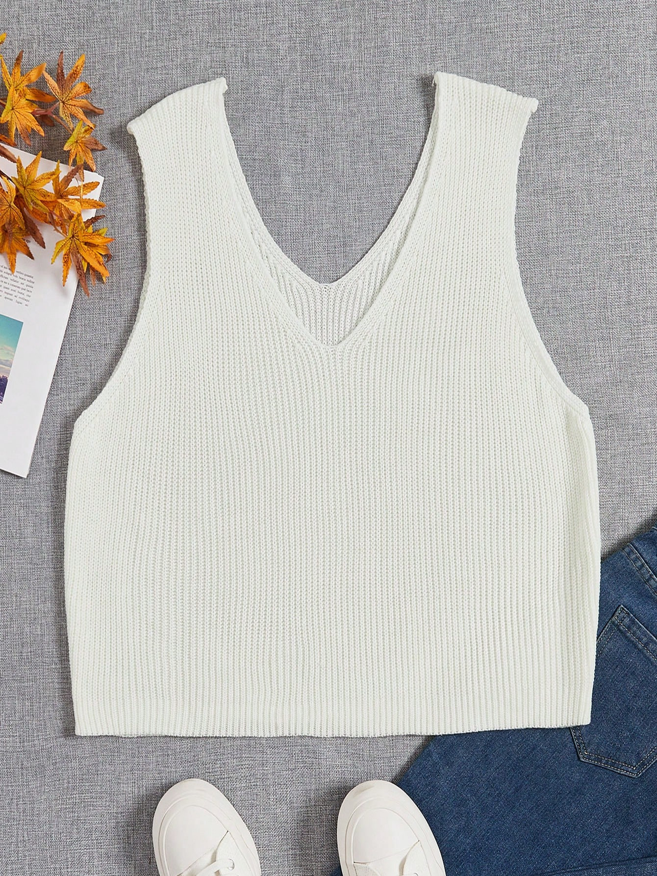 Plus Sólido Canelado Top | SHEIN