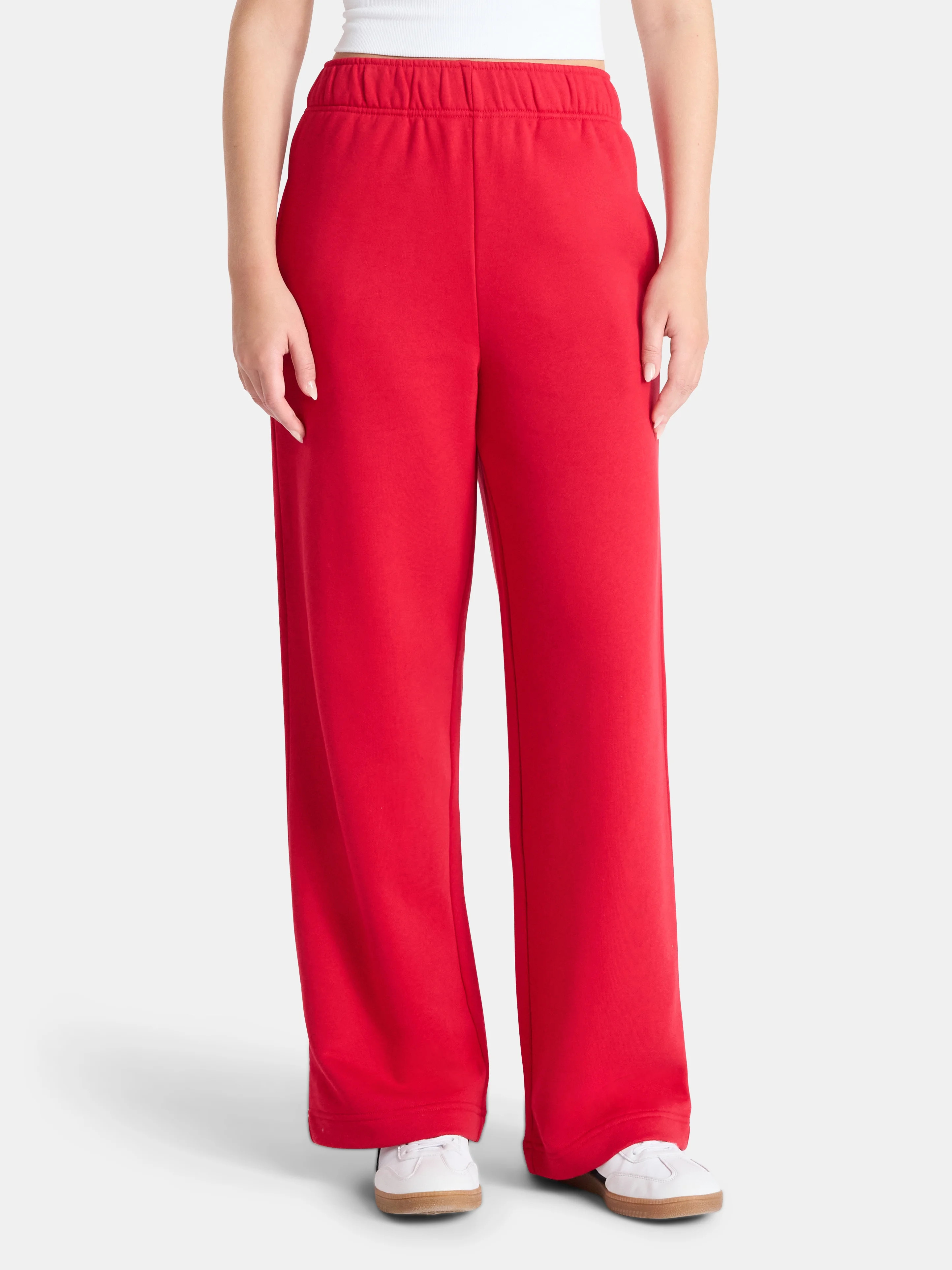 No Boundaries Wide-Leg Foldover Fleece Pants, 30'' Inseam, Women's | Walmart (US)