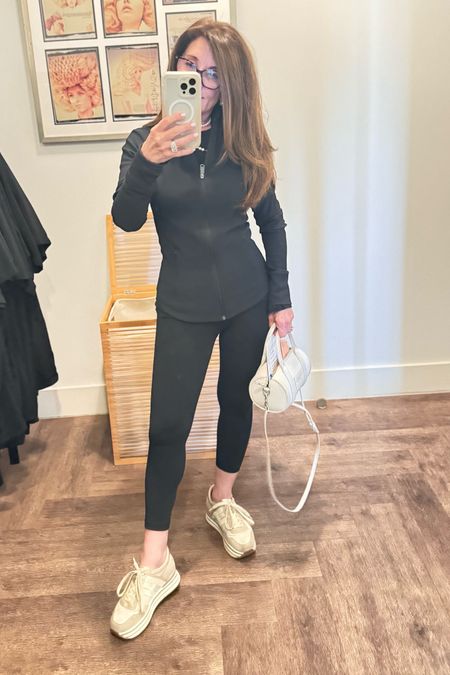 Spring uniform lately my jacket comes in a rainbow of different colors. The one I’m wearing is black. My yoga pants is high-rise highly recommend

#LTKStyleTip #LTKOver40 #LTKFitness