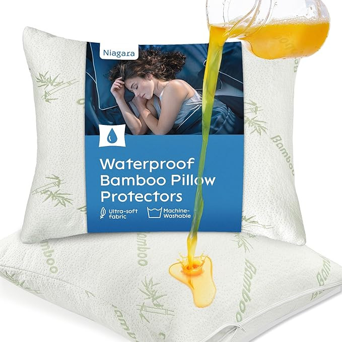 100% Waterproof Pillow Protectors Standard 20x26 Pair Zippered Pillow Case, Pillow Cover, Guarant... | Amazon (US)