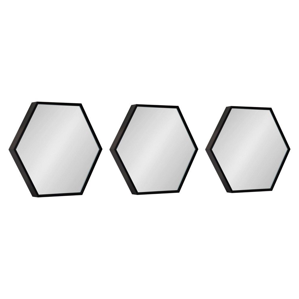 3pc 14"" x 16"" Rhodes Hexagon Wall Mirror Black - Kate & Laurel All Things Decor | Target