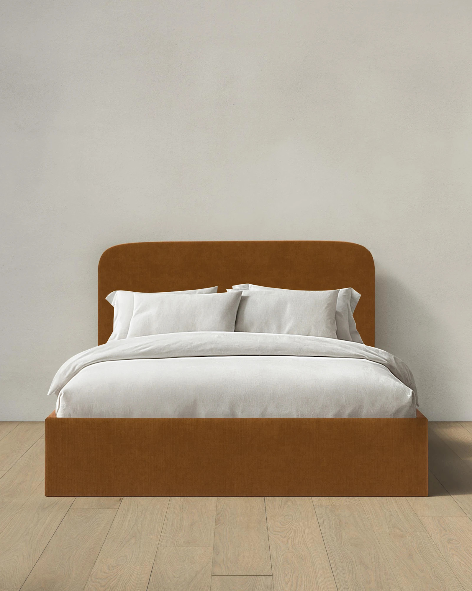 Quince | Performance Velvet Curved Bed in Moss, Size King | Quince