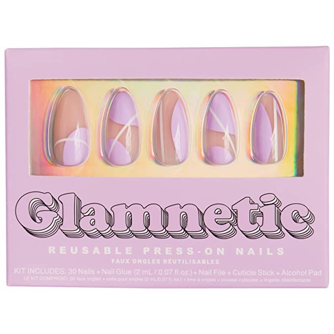 Glamnetic Press On Nails - Purple Power | Glossy, Semi-Transparent Medium Almond Nails, Reusable ... | Amazon (US)