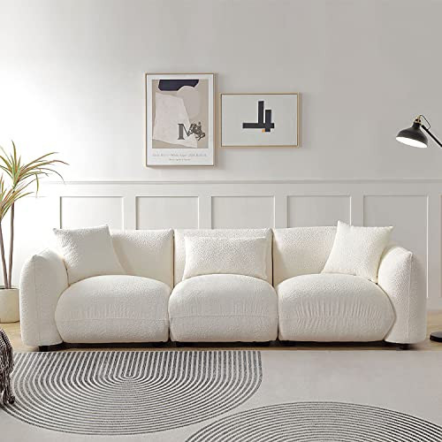 JURMALYN 102.36" Modern Sectional Sofa, 3 Seater, Cream Boucle, Tufted, 102.36" L x 85" W x 36" H, Beige | Amazon (US)