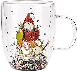 Fun Elf Christmas Coffee Mug Set of 2 Mugs - Holidays 10oz Double Wall Insulated Glass Tumbler wi... | Amazon (US)