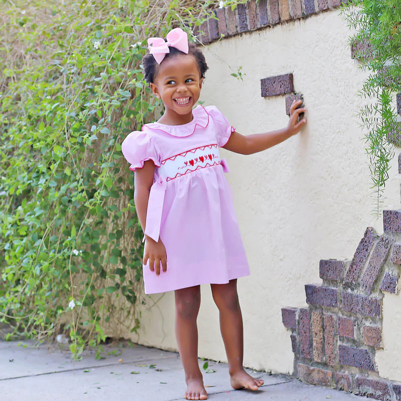 Enchanted Valentine Pink Smocked Beverly Dress | Classic Whimsy