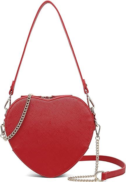 Cute Heart Purse for Women Girls Vegan Leather Crossbody Satchels Shoulder Handbag With Wrist Str... | Amazon (US)