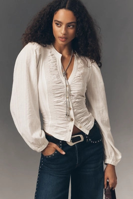 Pilcro Long-Sleeve Reworked Buttondown Top | Anthropologie (US)