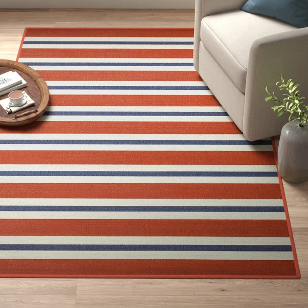 Deltana Striped Power Loomed Indoor / Outdoor Rug | Wayfair North America