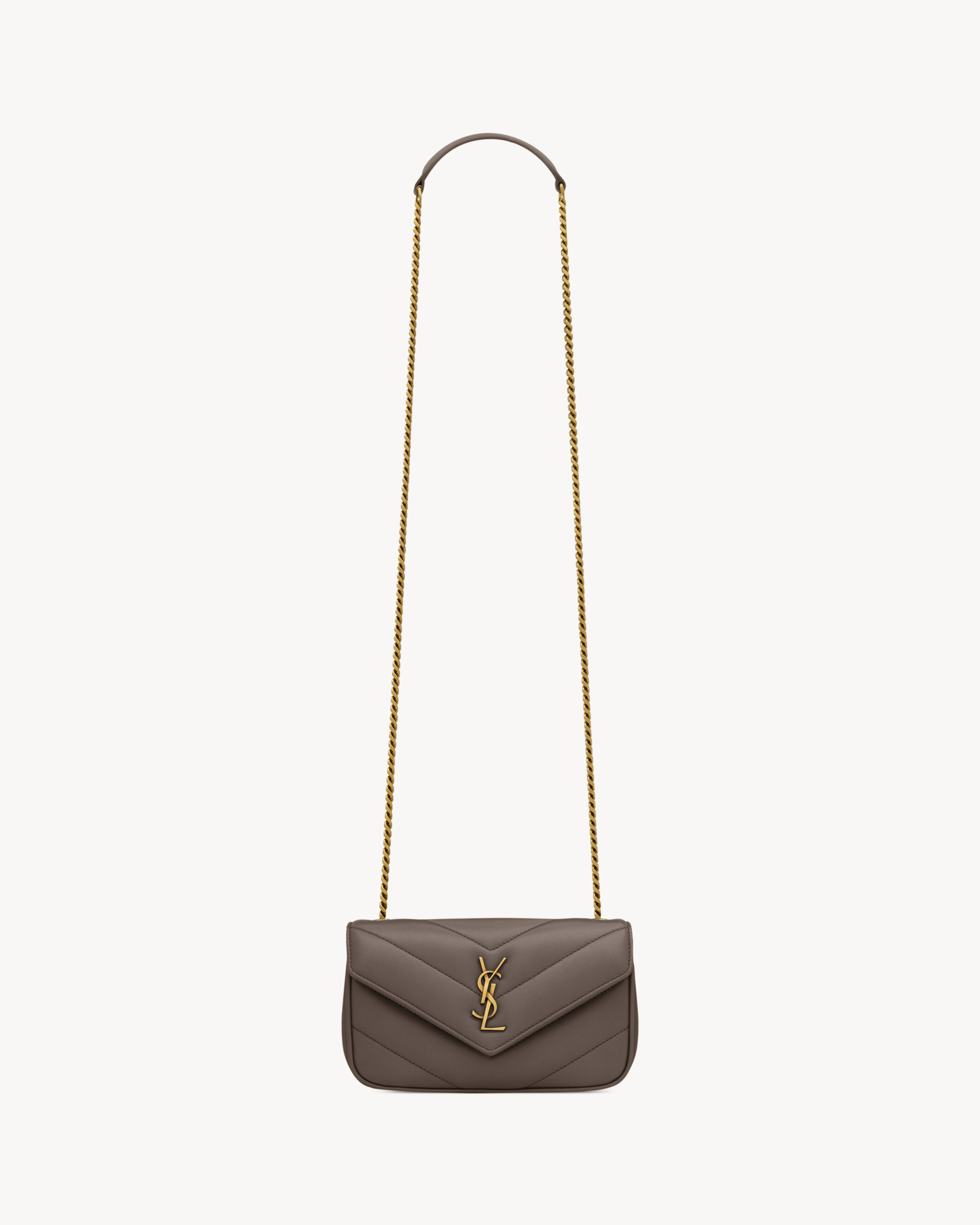 Saint Laurent Loulou Mini In Lambskin - Grey & Silver - Women - One Size | Saint Laurent Inc. (Global)