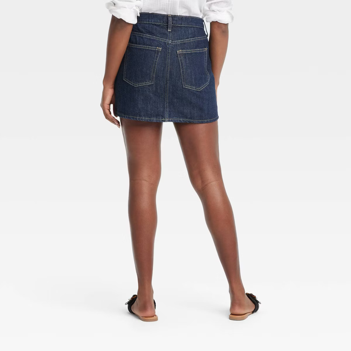 Women's Mid-Rise Denim Mini Skirt - Universal Thread™ Dark Wash 4: Heavyweight Cotton, Back Poc... | Target