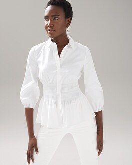 Smocked Waist Poplin Shirt | White House Black Market