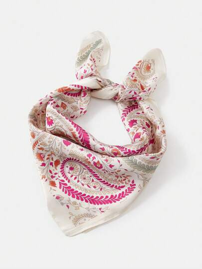 MOTF PREMIUM 1PC PEISLEY FLOWER PRINTED SILK FEEL SQUARE SCARF FOR WOMEN, CAN BE USED AS BELT, BA... | SHEIN