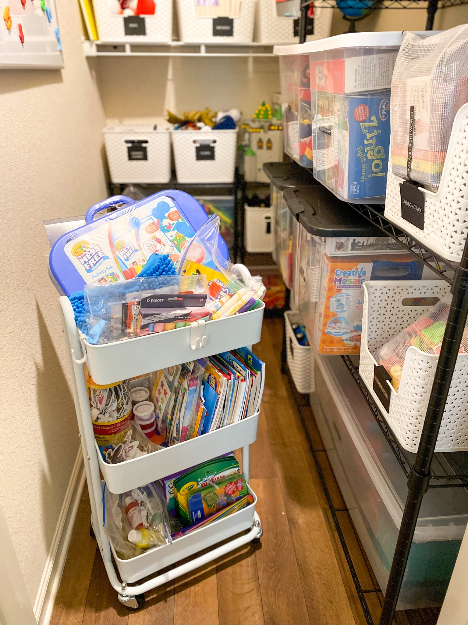 ✨ TOY CLOSET TRANSFORMATION ✨ Swipe for the before! 

For this project our client had an enormous closet off the side of her living room. The location was incredibly convenient for storing toys, but it was getting harder and harder to fit everything inside and close the door at the end of the day. Our client's goal was to be able to move all of the toys out of the living room after her kids went to bed and store them neatly inside of the toy closet. We were able to install some shelving units, categorize and label toy bins, and create a sustainable storage system for their family that can adapt and to fit their needs as their kids age. 

Check out our stories today to see MORE from this recent Toy Closet + Living Room Transformation.

PRO TIP - see that ART CART in the center of the closet? We intentionally kept all of the art supplies on this easily accessible art cart. Now, anytime the kids are feeling creative, they can simply roll the entire cart out to the kitchen table. You can also use this same concept and create a HOMEWORK CART that is only pulled out while the kids are working on homework. 