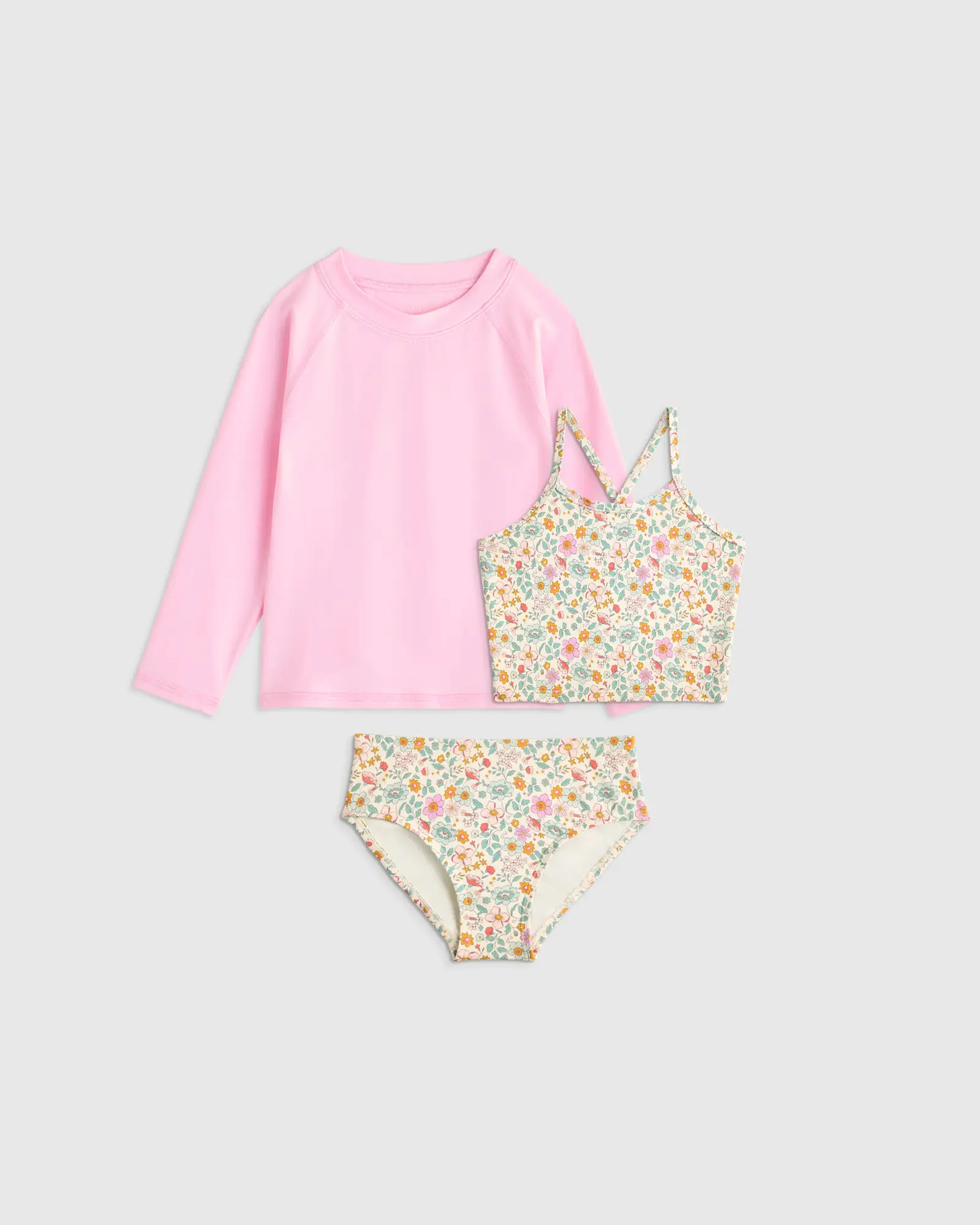 Tankini and Raglan Rash Guard Set in Soft Ditsy Floral | Quince
