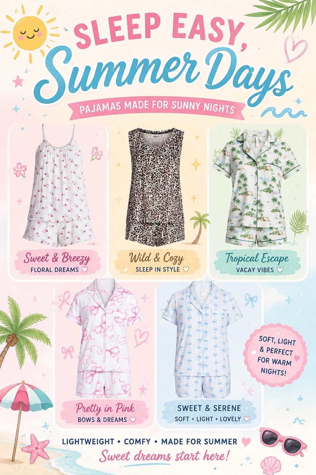 Summer Pajama Favorites

These are the cutest pajamas for warm summer nights! From sweet florals and pretty bows to tropical prints and classic leopard, there’s a style for everyone. Lightweight, comfy, and perfect for lounging with your morning coffee or winding down after a long day.

Which pair would you grab first: Floral, Leopard, Tropical, Pink Bows, or Blue Bows?

#LTKStyle #SummerPajamas #WalmartFinds #SleepInStyle #CozyAtHome #SummerFavorites #LTKHome #AffordableStyle #PajamaSeason

#LTKmomlife #LTKdayinmylife