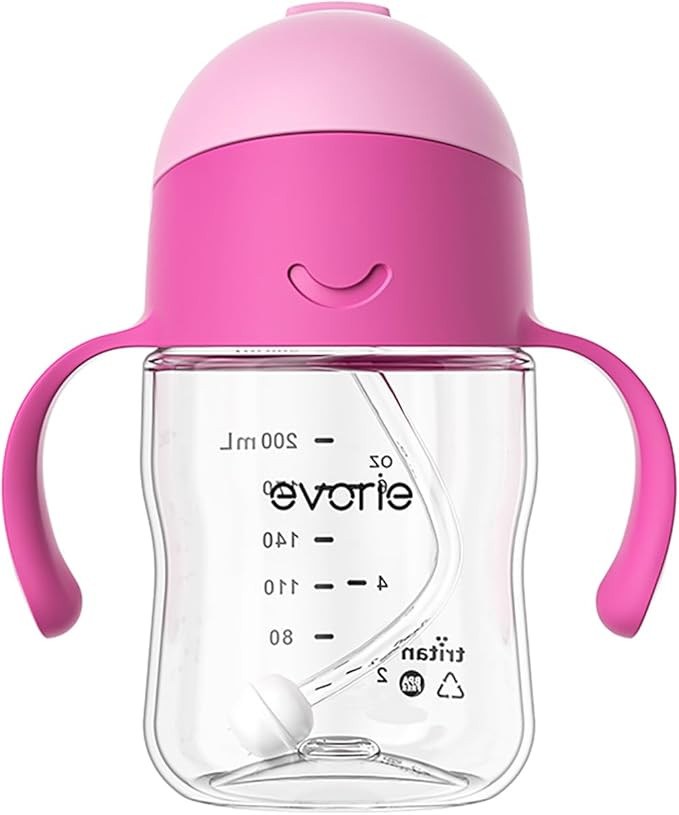Evorie Tritan Weighted Straw Sippy Cup with Handles for Baby and Toddlers 6 months up, 7 Oz Soft ... | Amazon (US)