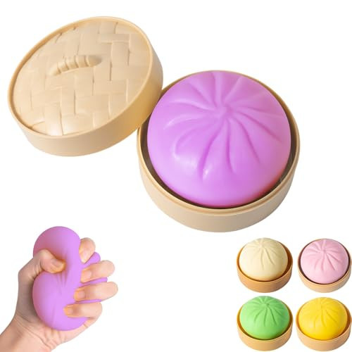 Dumpling Squishy, Mystery Squishy Dumpling Box, Fidget Toys Adults & Teens, Easter Basket Stuffers, Stocking Stuffers, Sensory Stress Ball Squeeze Toys for Stress Relief (Deep Purple) | Amazon (US)
