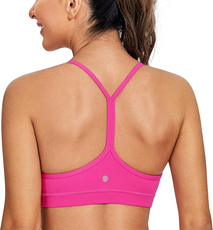 CRZ YOGA Womens Butterluxe Y Back Sports Bra - Padded Racerback Low Impact Spaghetti Thin Strap B... | Amazon (US)
