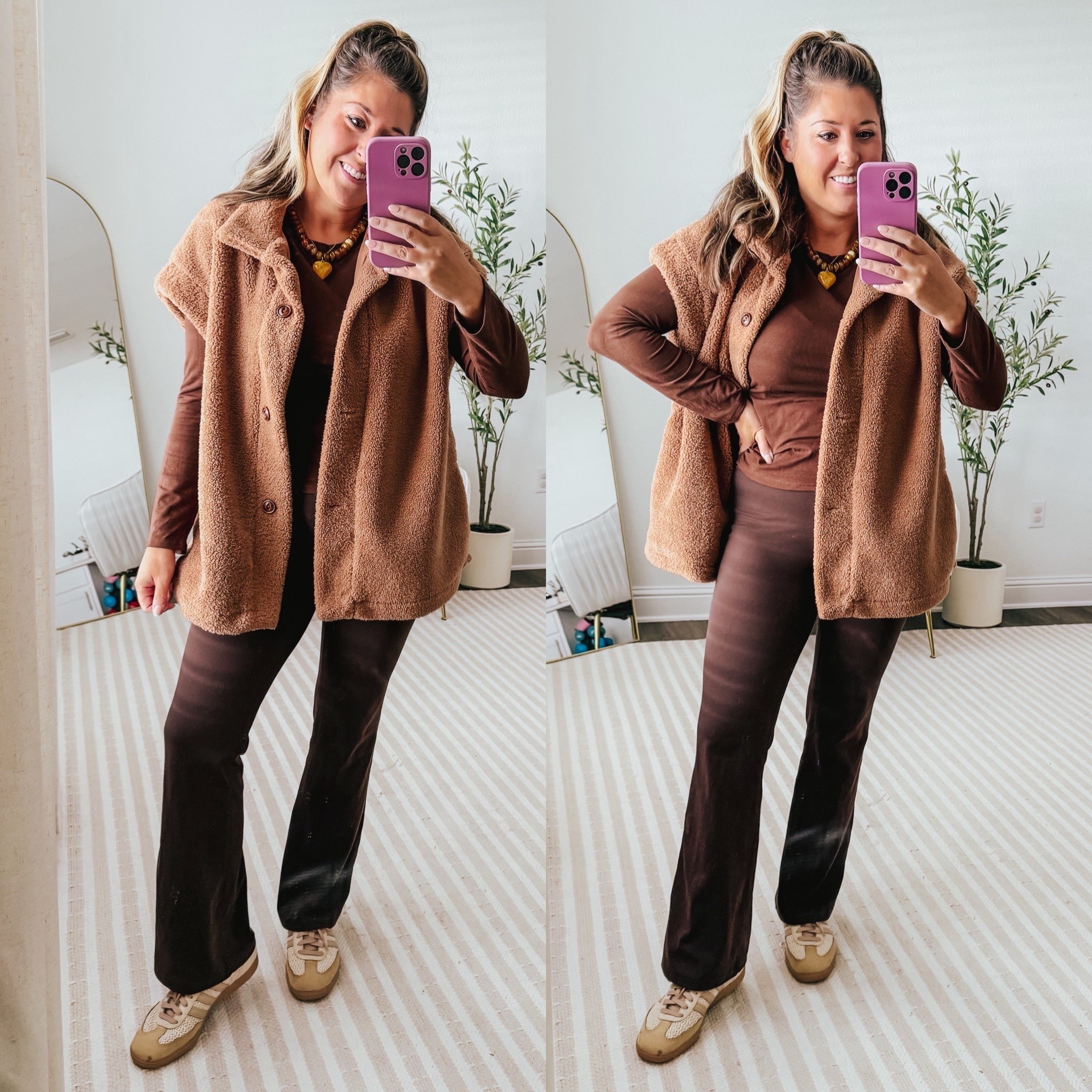 Cozy fall outfit, chocolate brown, casual fall outfit 

Wearing large in top, medium in vest and pants 

#LTKootd #LTKFindsUnder50 #LTKStyleTip