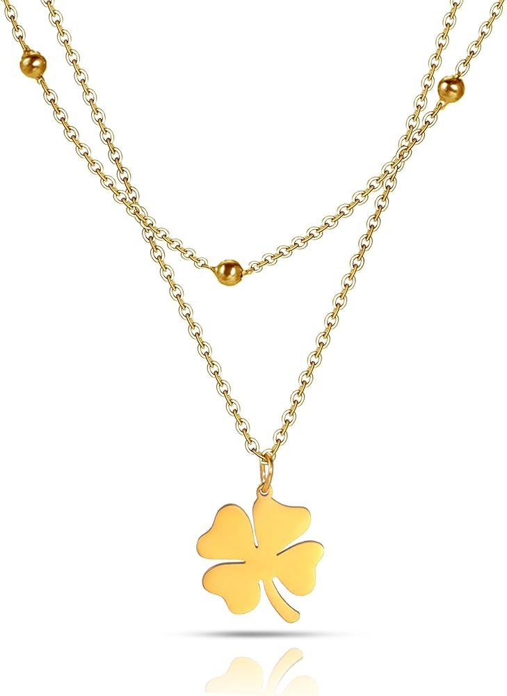 Celtic Good Luck Four Leaf Clover Necklace Irish Shamrock Shape Lucky Charm Pendant Protection Am... | Amazon (US)