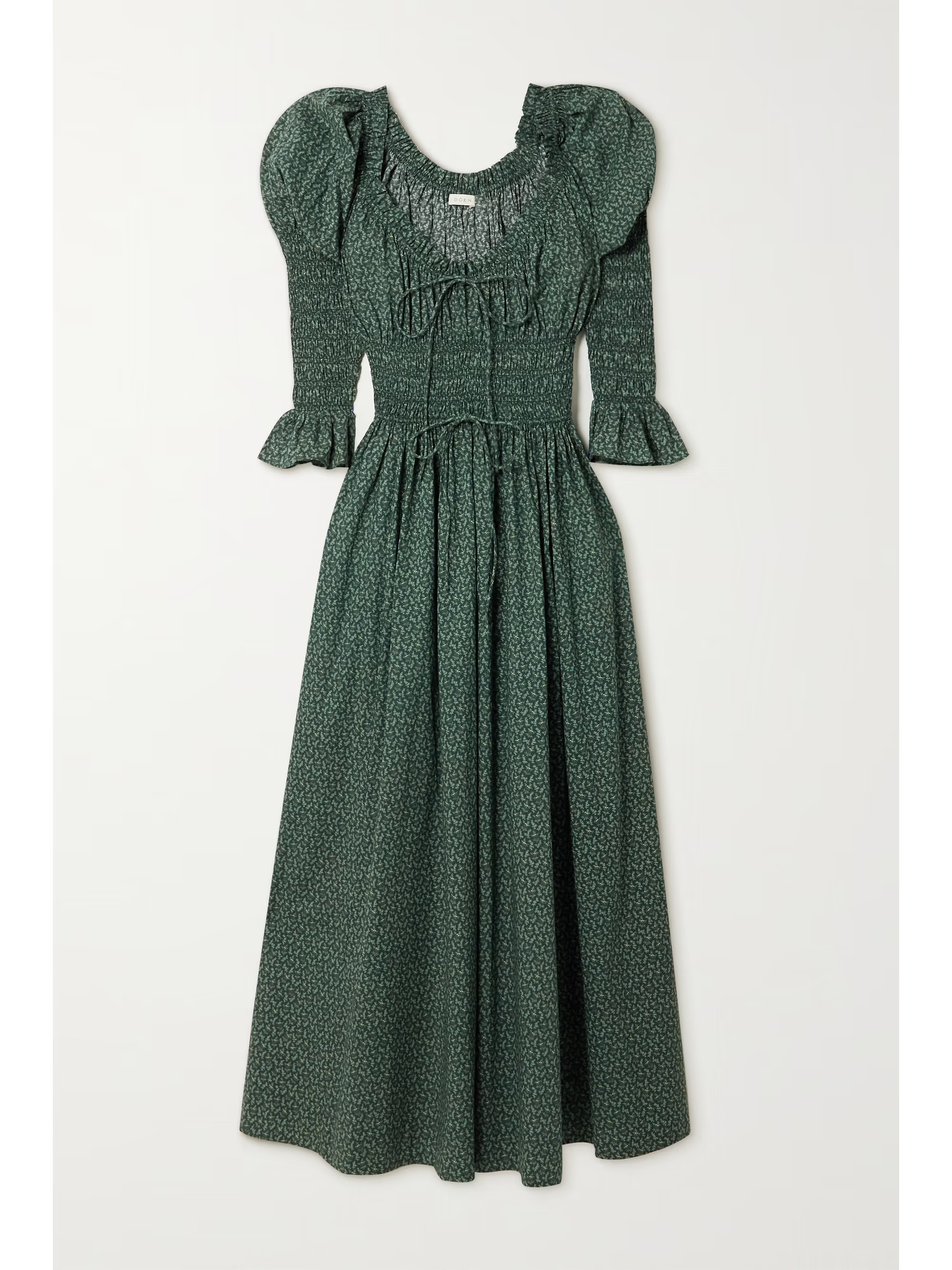 + NET SUSTAIN Kaira smocked printed organic cotton-voile midi dress | NET-A-PORTER (US)