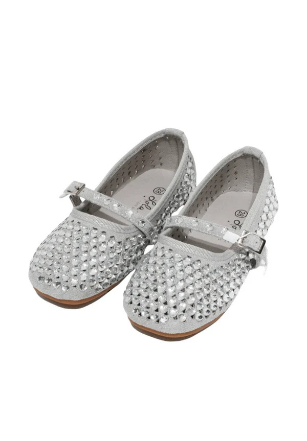 Crystal Heart Silver Ballet Flat | Lola + The Boys