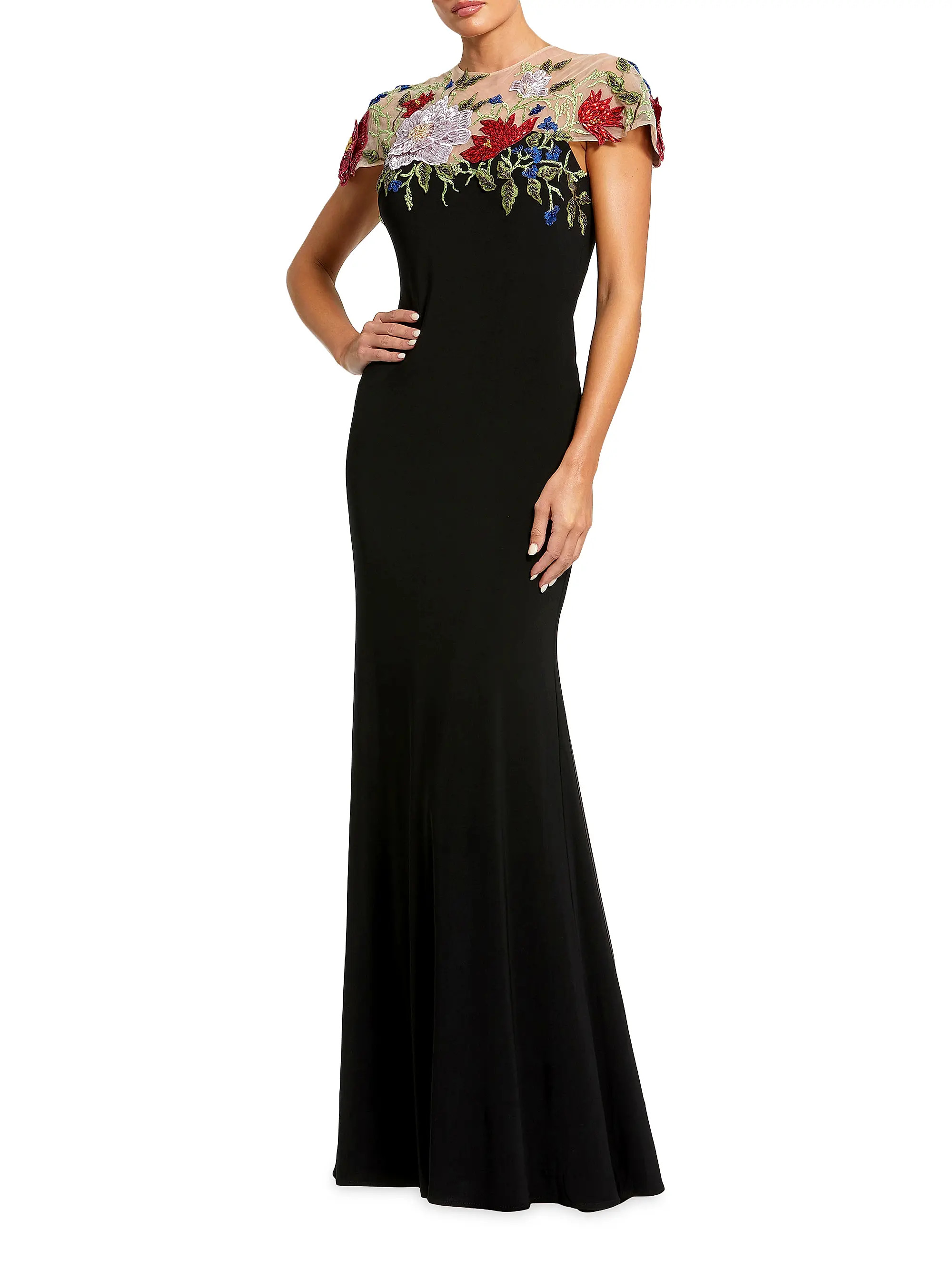 Floral-Embroidered Jersey Gown | Saks Fifth Avenue