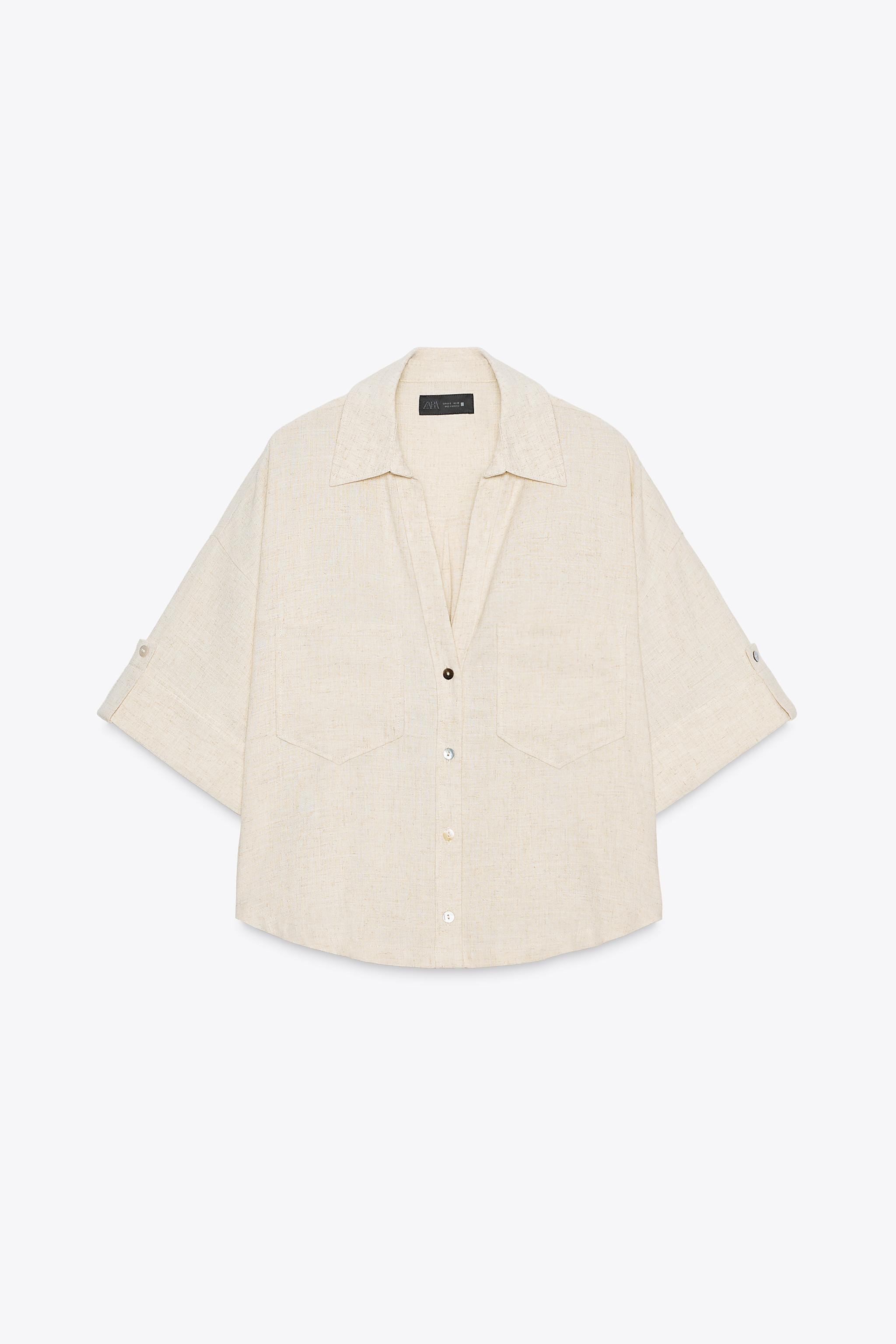 LINEN BLEND SHORT SLEEVE SHIRT | Zara US