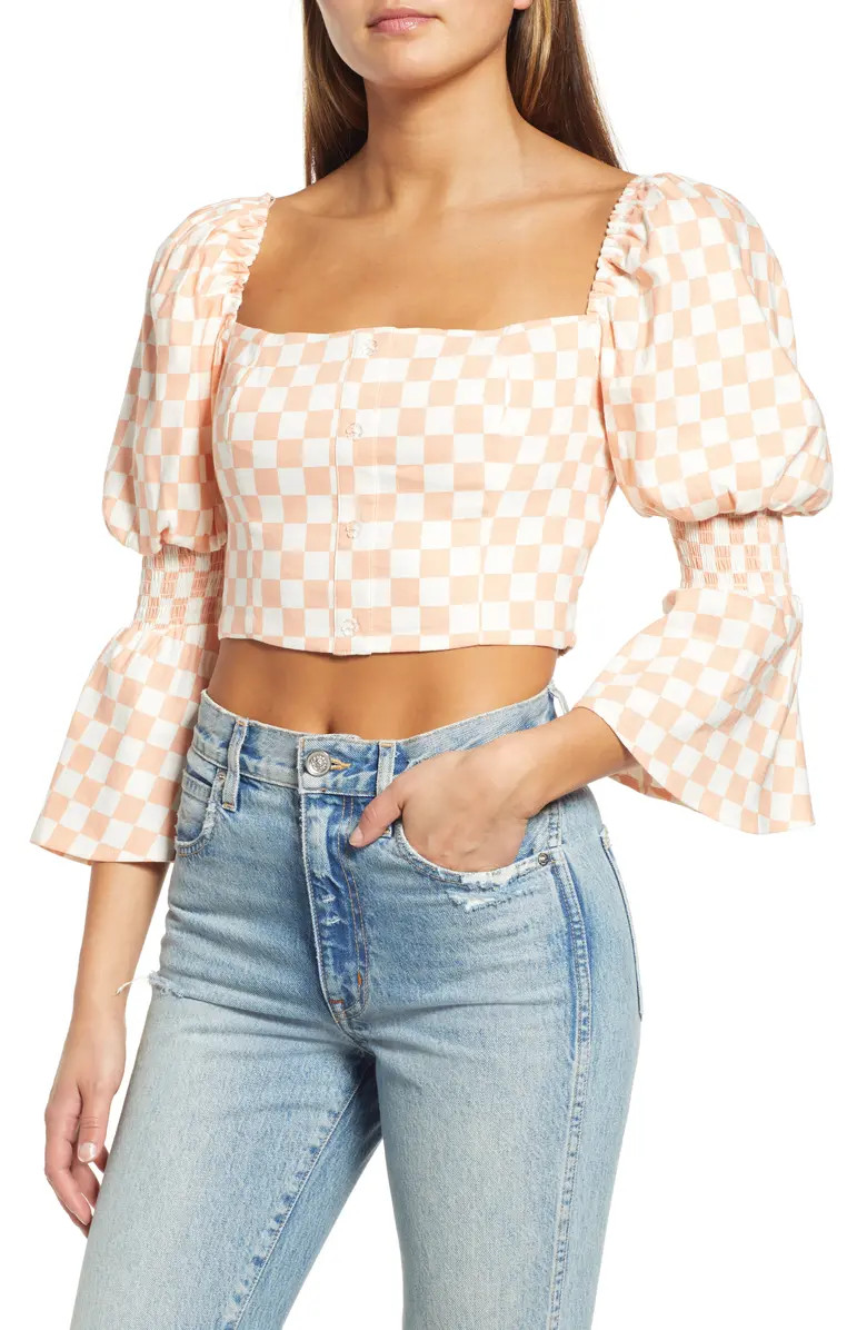 With Love Juliet Sleeve Linen Blend Blouse | Nordstrom