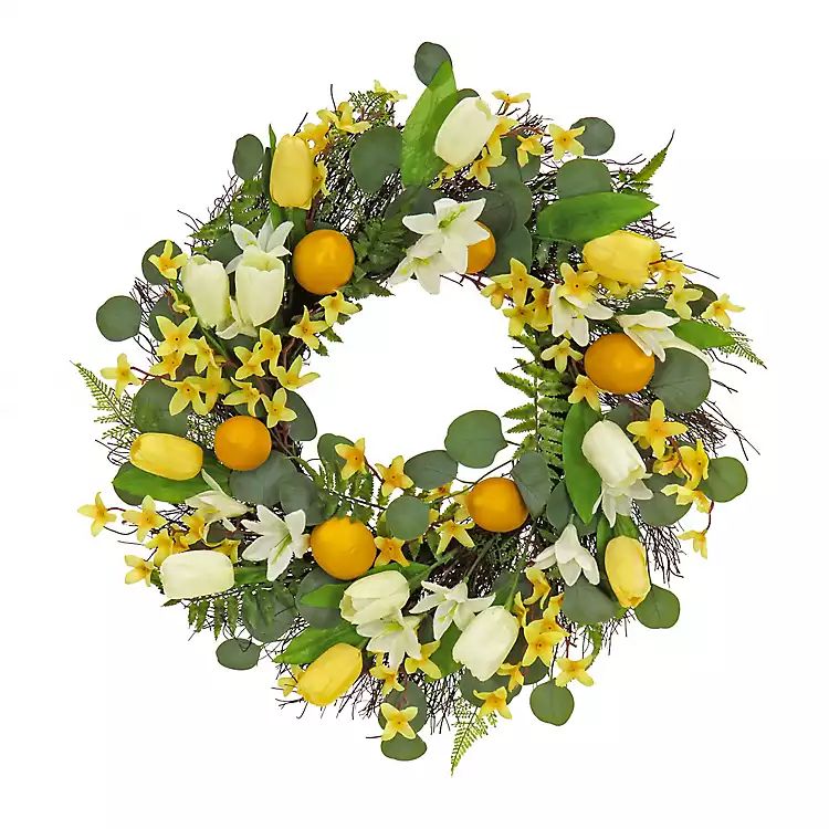 New! Yellow Tulip and Lemon Wreath | Kirkland's Home