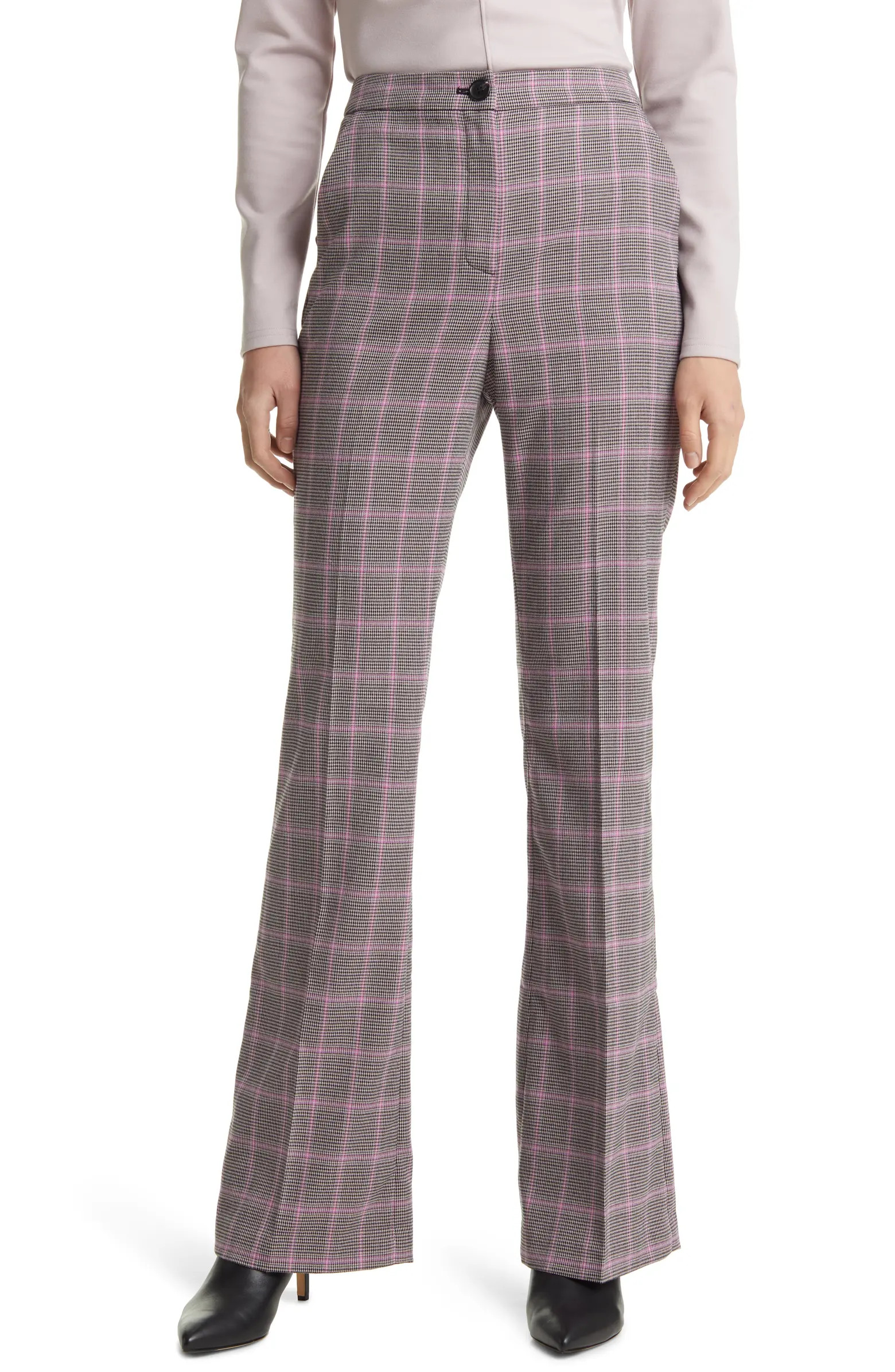 Halogen® Plaid Flare Leg Pants | Nordstrom | Nordstrom