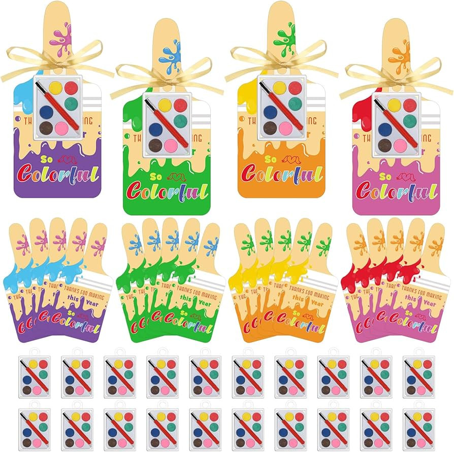 Yexiya 24 Pack End of the Year Student Gifts Watercolor Paint with 24 Colorful Cards Kindergarten... | Amazon (US)