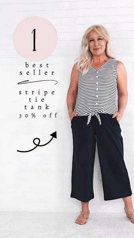 1️⃣ Best Seller: This striped tie tank top was last week’s number one best seller, and I do expect it to sell out quickly because of the savings! DO NOT WAIT TO SHOP!

#LTKOver40 #LTKVideo #LTKSaleAlert
