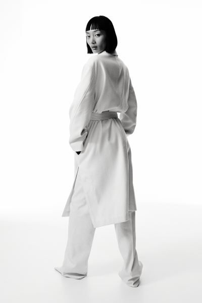 Tie Belt Coat - White - Ladies | H&M US | H&M (US + CA)