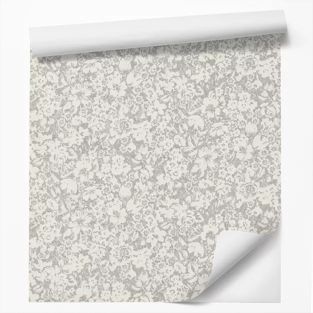 Americanflat Peel & Stick Wallpaper Roll -Gray Blossom Flowers by DecoWorks | Target