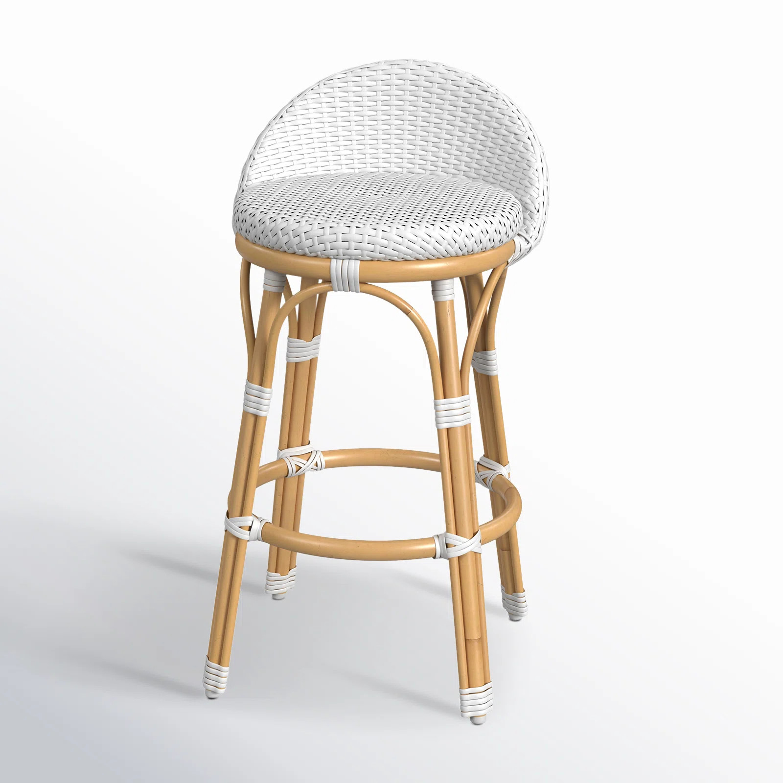 Tobias Outdoor Rattan and Metal Low Back Counter stool | Perigold